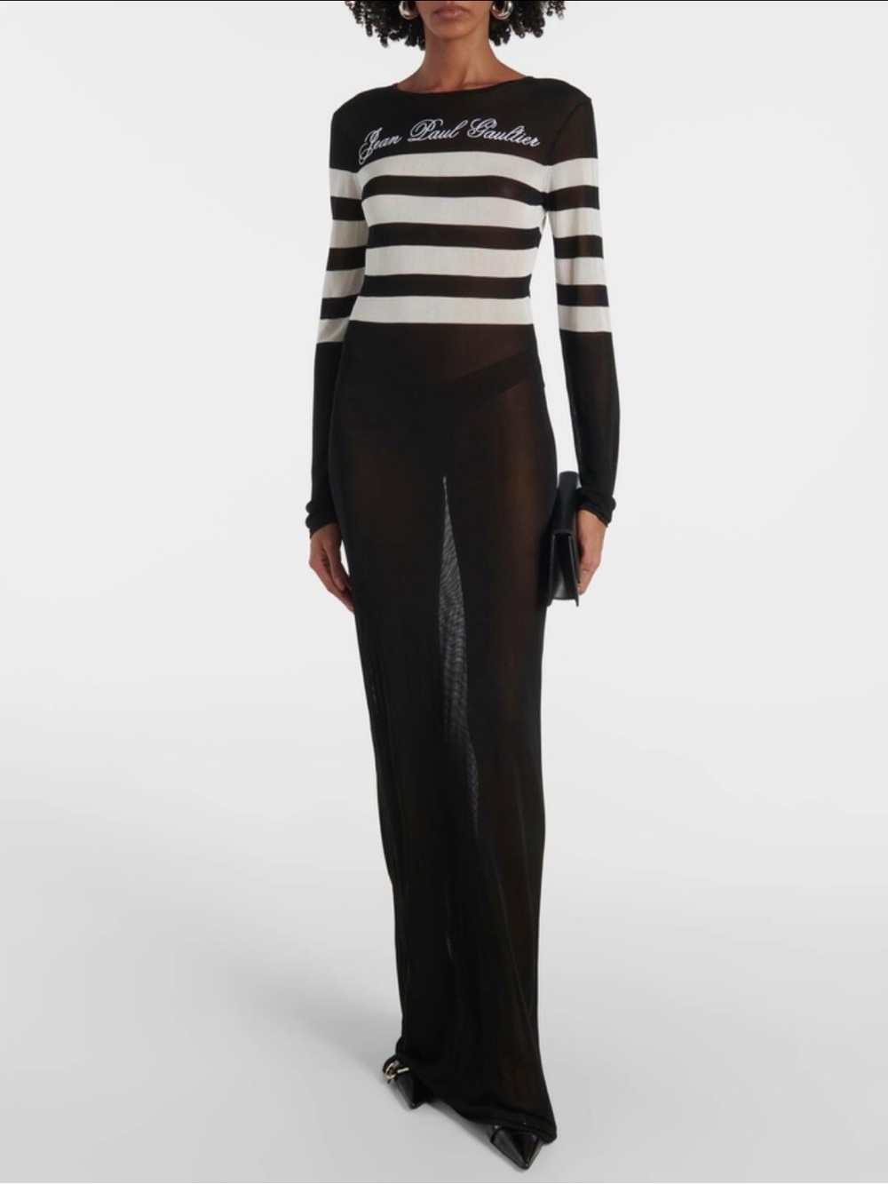 JEAN PAUL GAULTIER Marinière Striped Mesh Maxi Dress size S $915 MSRP
